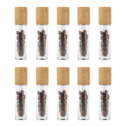 10 Packs 10ml Roll On Bottle With Gemstone Rollerball Crystal Chips Bamboo Lids Glass Roller Bottles Essential Oil Sample Bottle-Health Wisdom™