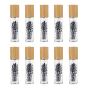 10 Packs 10ml Roll On Bottle With Gemstone Rollerball Crystal Chips Bamboo Lids Glass Roller Bottles Essential Oil Sample Bottle-Health Wisdom™
