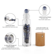 10 Packs 10ml Roll On Bottle With Gemstone Rollerball Crystal Chips Bamboo Lids Glass Roller Bottles Essential Oil Sample Bottle-Health Wisdom™