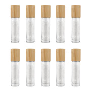 10 Packs 10ml Roll On Bottle With Gemstone Rollerball Crystal Chips Bamboo Lids Glass Roller Bottles Essential Oil Sample Bottle-Health Wisdom™
