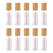 10 Packs 10ml Roll On Bottle With Gemstone Rollerball Crystal Chips Bamboo Lids Glass Roller Bottles Essential Oil Sample Bottle-Health Wisdom™