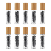10 Packs 10ml Roll On Bottle With Gemstone Rollerball Crystal Chips Bamboo Lids Glass Roller Bottles Essential Oil Sample Bottle-Health Wisdom™