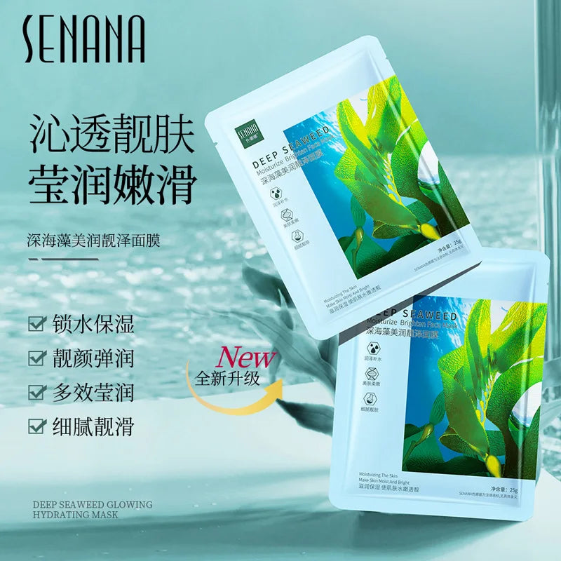 10 Pcs Seaweed Brightening Hydrating Skin Care Oil Control Mask Whitening Shrink Pore Anti Aging Wrinkle Moistuizing Facial Mask-Health Wisdom™