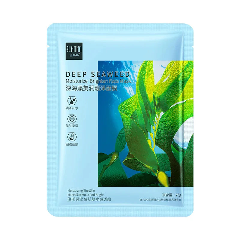 10 Pcs Seaweed Brightening Hydrating Skin Care Oil Control Mask Whitening Shrink Pore Anti Aging Wrinkle Moistuizing Facial Mask-Health Wisdom™