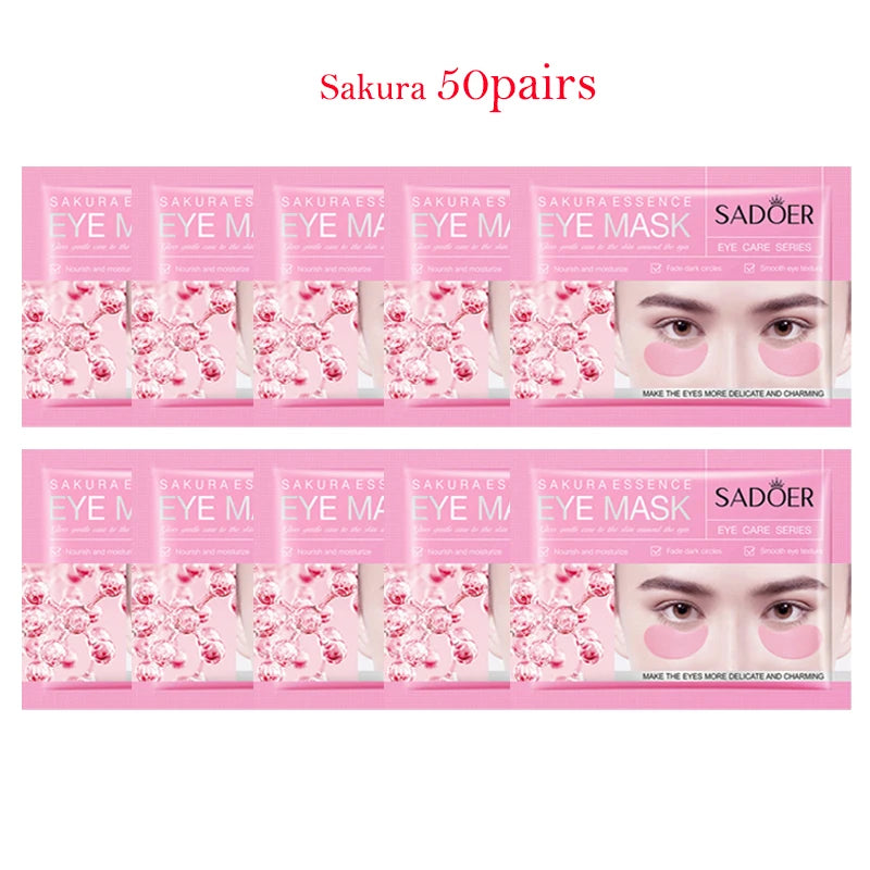 100Pcs=50Pairs Crystal Collagen Eye Mask Moisturizing Anti Dark Circles Anti-wrinkle Sakura Eye Patches Skin Care for Eyes-Health Wisdom™