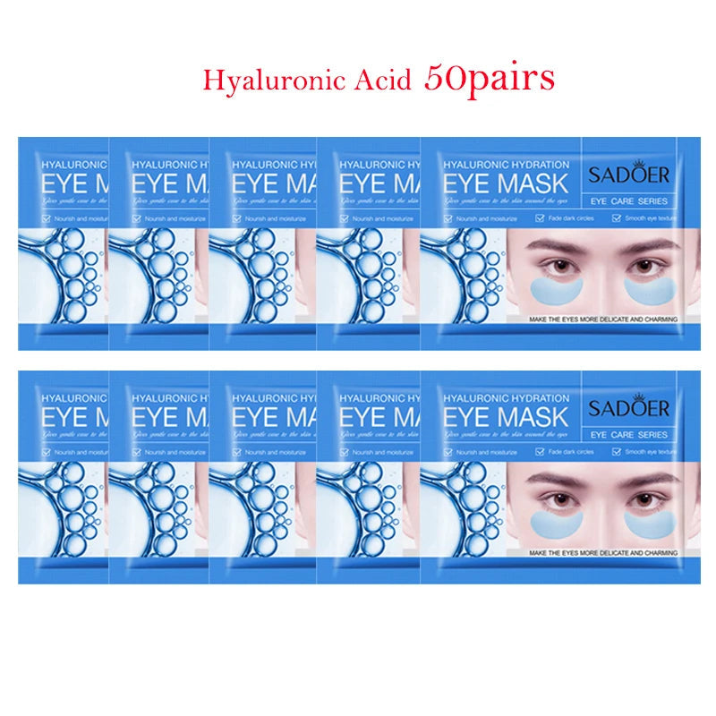 100Pcs=50Pairs Crystal Collagen Eye Mask Moisturizing Anti Dark Circles Anti-wrinkle Sakura Eye Patches Skin Care for Eyes-Health Wisdom™