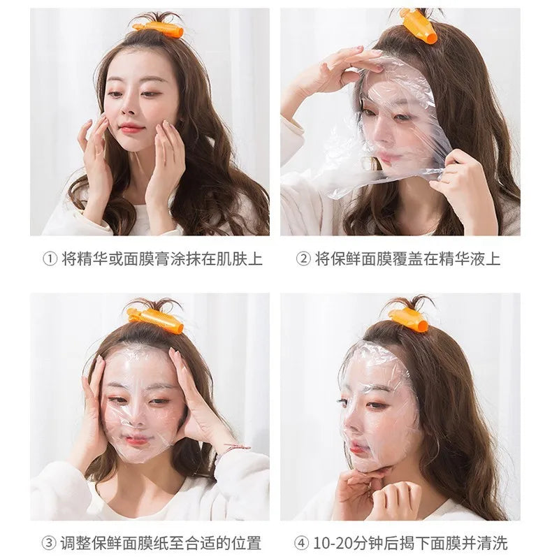 100pcs Disposable Face Mask Paper skincare Plastic PE Film Full Facial Mask Paper Masks Facial Skin Care Beauty Healthy Tools-Health Wisdom™