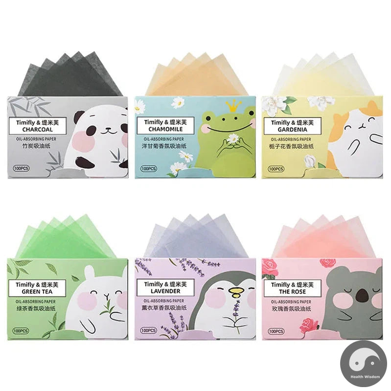 100pcs Fragrance Facial Oil Absorbing Paper facial absorbent paper Face Oil Absorbing Sheets Makeup Tools Skin Care for Women-Health Wisdom™