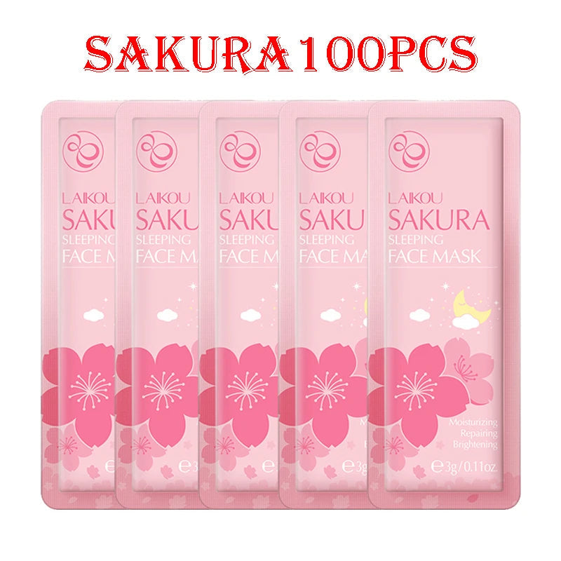 100pcs LAIKOU Sleeping Masks Facial Sakura Snail Seaweed Moisturizing Anti-Aging Whitening Face Mask Creams Masks Skin Care-Health Wisdom™