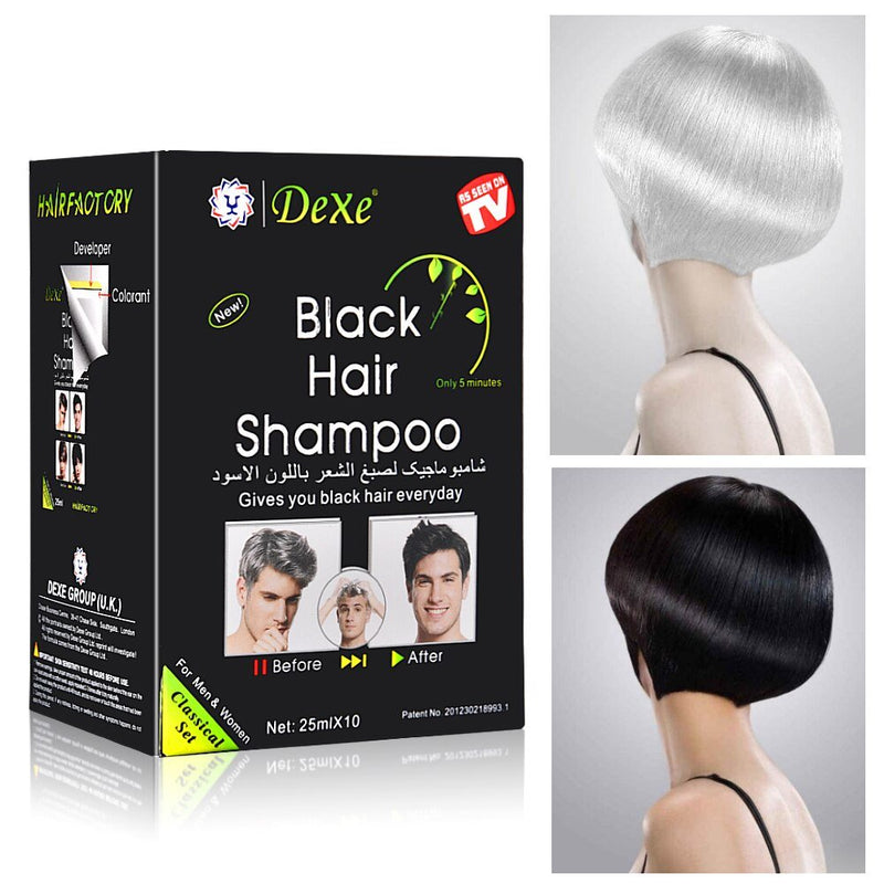 10Pcs 20Pcs Dexe Black Hair Shampoo 5 Mins Dye Hair Into Black Herb Natural Faster Black Hair Restore Colorant Shampoo Treatment-Health Wisdom™