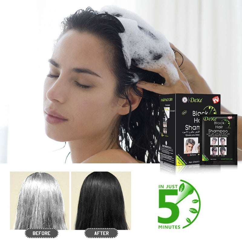 10Pcs 20Pcs Dexe Black Hair Shampoo 5 Mins Dye Hair Into Black Herb Natural Faster Black Hair Restore Colorant Shampoo Treatment-Health Wisdom™