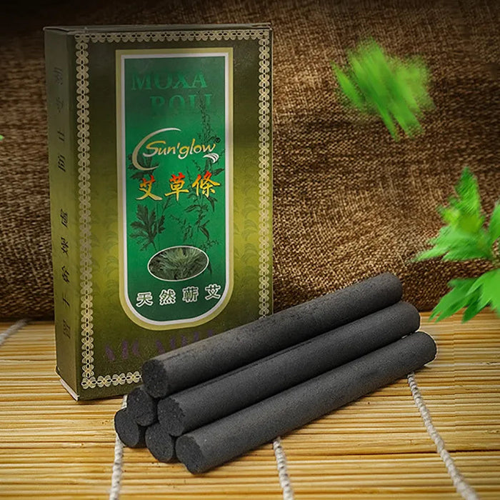 10Pcs Micro Smoke Moxa Sticks Mugwort Smokeless Roll Warm Acupuncture Massage Therapy Chinese Herbal Health Care 12*120mm
