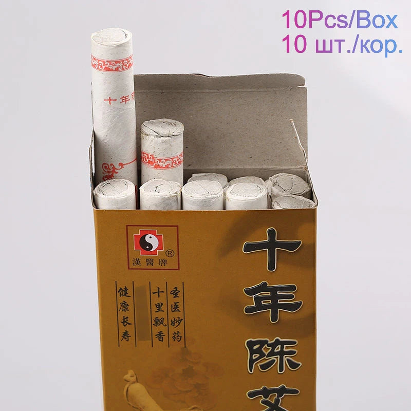 10Pcs Moxibustion Rolls Moxa Sticks with Lower Burning Temperature Warm Acupoint Massage Therapy Chinese Medicine Health Care-Health Wisdom™