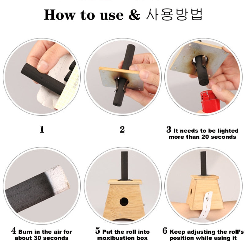 10Pcs Smokeless Moxa Rolls Chinese Traditional Wormwood Mugwort Stick Black Roller Burner Moxibustion Acupuncture Massage-Health Wisdom™