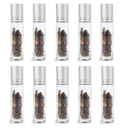 10pcs 10ml Roll On Bottles Natural Gemstone Essential Oil Roller Ball Bottles Transparent Perfumes Oil Liquid with Crystal Chips-Health Wisdom™