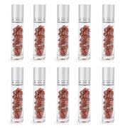 10pcs 10ml Roll On Bottles Natural Gemstone Essential Oil Roller Ball Bottles Transparent Perfumes Oil Liquid with Crystal Chips-Health Wisdom™