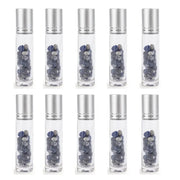 10pcs 10ml Roll On Bottles Natural Gemstone Essential Oil Roller Ball Bottles Transparent Perfumes Oil Liquid with Crystal Chips-Health Wisdom™