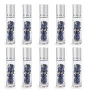 10pcs 10ml Roll On Bottles Natural Gemstone Essential Oil Roller Ball Bottles Transparent Perfumes Oil Liquid with Crystal Chips-Health Wisdom™