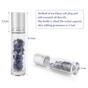 10pcs 10ml Roll On Bottles Natural Gemstone Essential Oil Roller Ball Bottles Transparent Perfumes Oil Liquid with Crystal Chips-Health Wisdom™