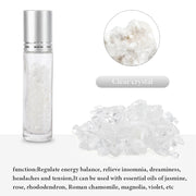 10pcs 10ml Roll On Bottles Natural Gemstone Essential Oil Roller Ball Bottles Transparent Perfumes Oil Liquid with Crystal Chips-Health Wisdom™