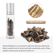 10pcs 10ml Roll On Bottles Natural Gemstone Essential Oil Roller Ball Bottles Transparent Perfumes Oil Liquid with Crystal Chips-Health Wisdom™