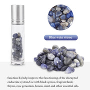10pcs 10ml Roll On Bottles Natural Gemstone Essential Oil Roller Ball Bottles Transparent Perfumes Oil Liquid with Crystal Chips-Health Wisdom™