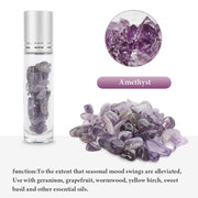 10pcs 10ml Roll On Bottles Natural Gemstone Essential Oil Roller Ball Bottles Transparent Perfumes Oil Liquid with Crystal Chips-Health Wisdom™
