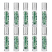 10pcs 10ml Roll On Bottles Natural Gemstone Essential Oil Roller Ball Bottles Transparent Perfumes Oil Liquid with Crystal Chips-Health Wisdom™