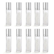 10pcs 10ml Roll On Bottles Natural Gemstone Essential Oil Roller Ball Bottles Transparent Perfumes Oil Liquid with Crystal Chips-Health Wisdom™
