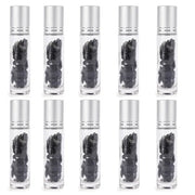 10pcs 10ml Roll On Bottles Natural Gemstone Essential Oil Roller Ball Bottles Transparent Perfumes Oil Liquid with Crystal Chips-Health Wisdom™