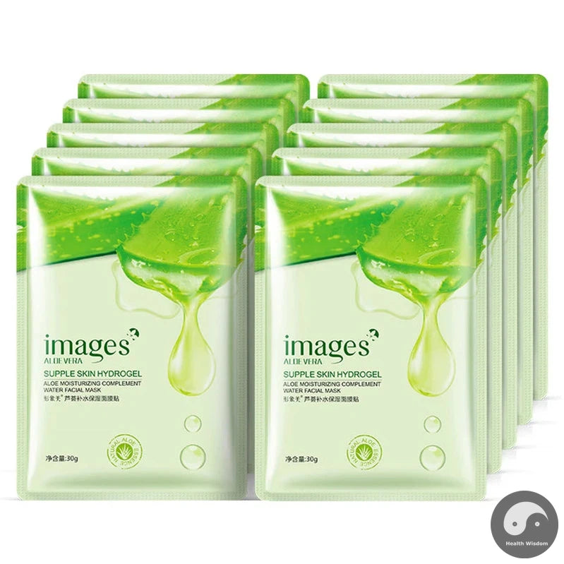 10pcs Aloe Vera Moisturizing Face Mask Natural Aloe Gel Oil Control Shrink Pores Anti Aging Facial Masks Cosmetics Skin Care-Health Wisdom™