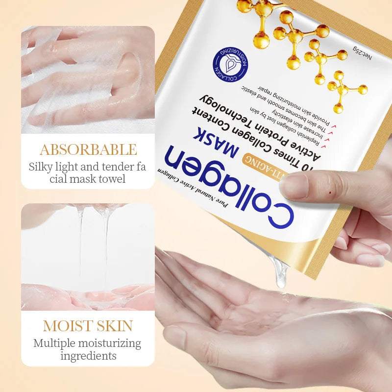 10pcs Anti-wrinkle Collagen Face Mask Moisturizing Anti-aging Repair Brightening skincare Face Sheet Mask Facial Masks Skin Care-Health Wisdom™