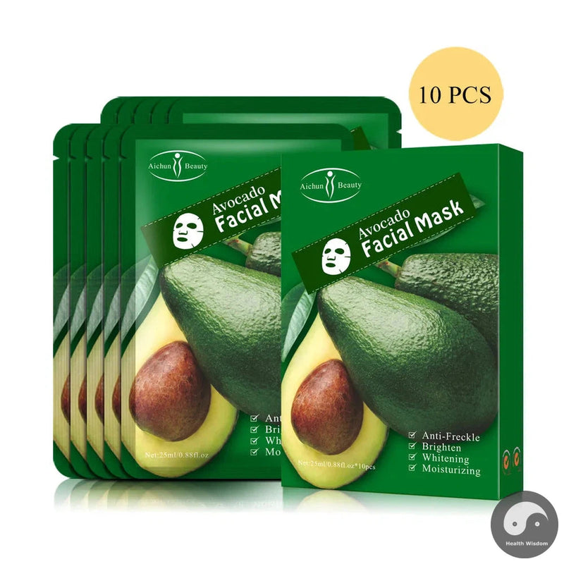10pcs Avocado Facial Masks Moisturizing Anti-freckle Whitening Skincare Face Mask Facial Sheet Masks for Face Skin Care-Health Wisdom™