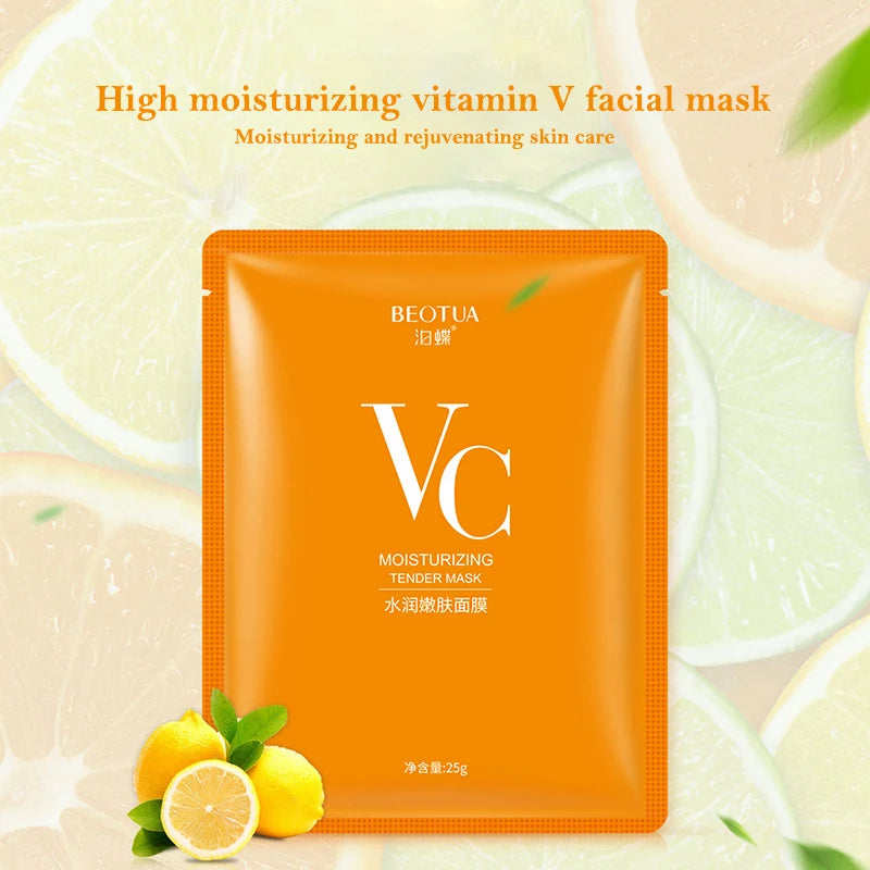 10pcs BEOTUA Vitamin C Face Masks Skin Care Sheet Mask Moisturizing Facemask Facial Masks Beauty Facial Skincare Products-Health Wisdom™