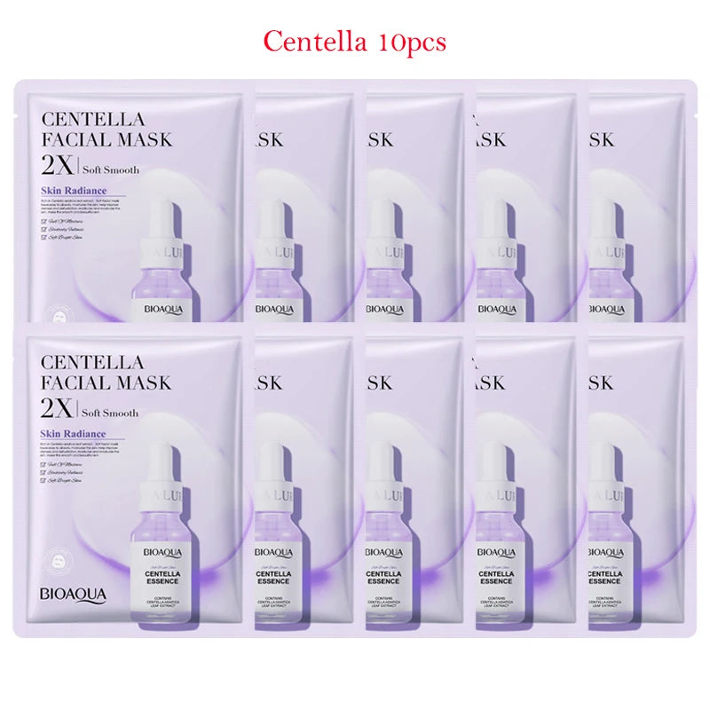 10pcs BIOAQUA Centella Collagen Face Mask Moisturizing Anti-aging Face Sheet Mask Hyaluronic Acid Facial Masks Beauty Skin Care-Health Wisdom™