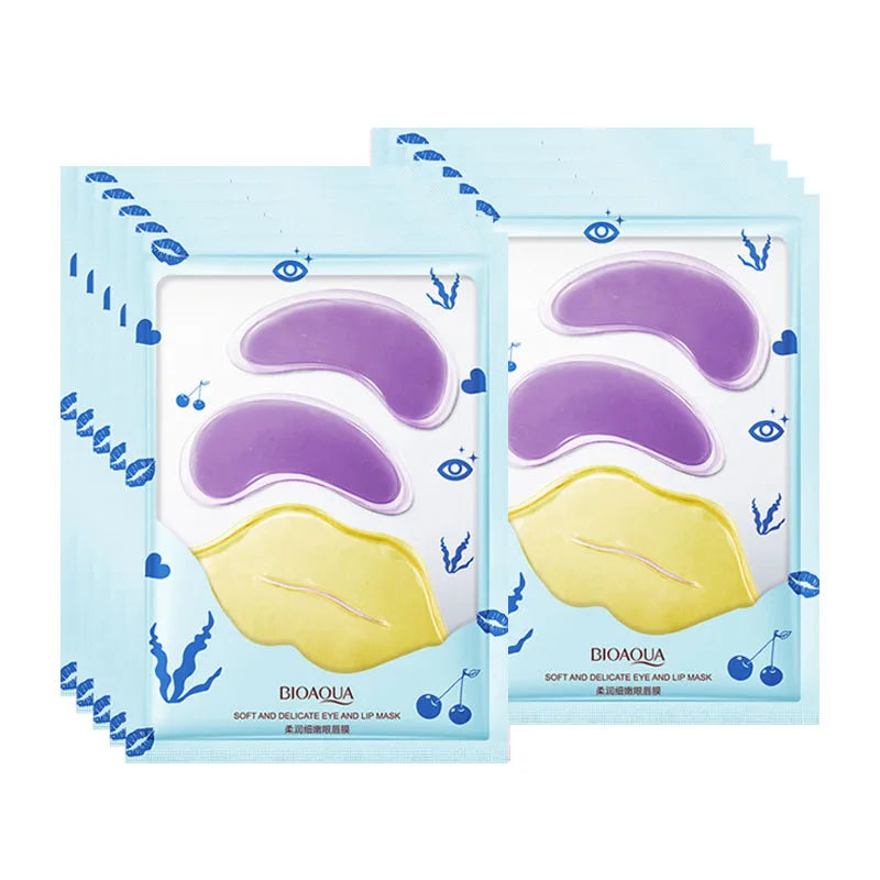 10pcs BIOAQUA Collagen Eye Mask Lip Mask Combination Moisturizing Lip Patch Anti-wrinkle Anti Dark Circles Eye Patches Skin Care-Health Wisdom™
