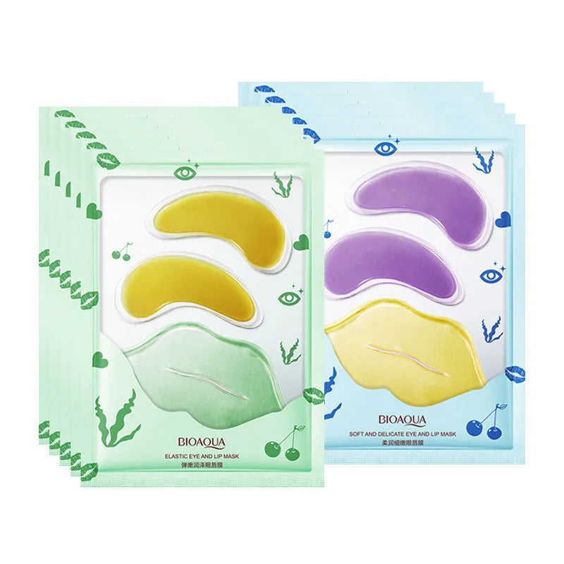 10pcs BIOAQUA Collagen Eye Mask Lip Mask Combination Moisturizing Lip Patch Anti-wrinkle Anti Dark Circles Eye Patches Skin Care-Health Wisdom™