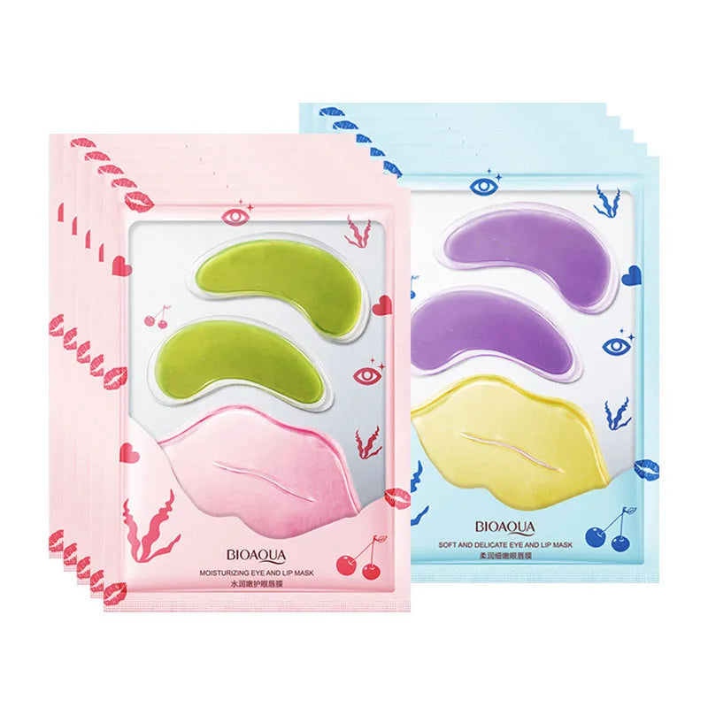 10pcs BIOAQUA Collagen Eye Mask Lip Mask Combination Moisturizing Lip Patch Anti-wrinkle Anti Dark Circles Eye Patches Skin Care-Health Wisdom™