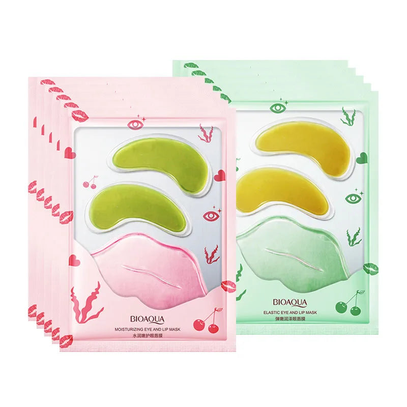 10pcs BIOAQUA Collagen Eye Mask Lip Mask Combination Moisturizing Lip Patch Anti-wrinkle Anti Dark Circles Eye Patches Skin Care-Health Wisdom™
