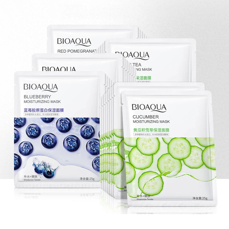 10pcs BIOAQUA Fresh Fruits Face Masks Centella Cucumber Aloe Vera Facial Mask Moisturizing Hydrating Facial Skin Care for Beauty-Health Wisdom™