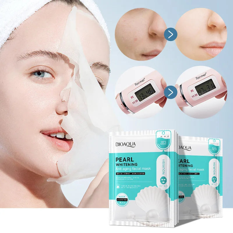 10pcs BIOAQUA Pearl Whitening Face Mask Moisturizing Anti-aging Anti Wrinkles skincare Facial Masks for Beauty Skin Care-Health Wisdom™