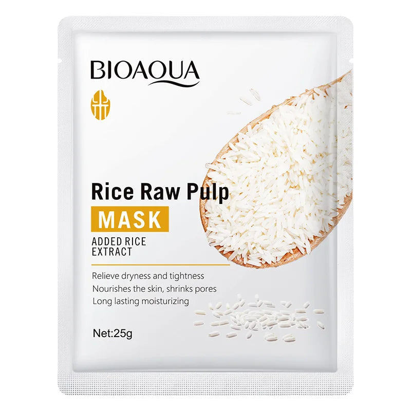 10pcs BIOAQUA Rice Raw Pulp Facial Masks skincare Moisturizing Anti-wrinkle Anti-Aging Face Mask Sheets Mask Korean Skin Care-Health Wisdom™