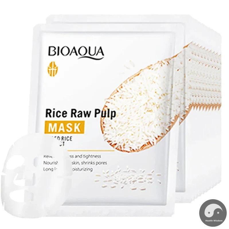 10pcs BIOAQUA Rice Raw Pulp Facial Masks skincare Moisturizing Anti-wrinkle Anti-Aging Face Mask Sheets Mask Korean Skin Care-Health Wisdom™