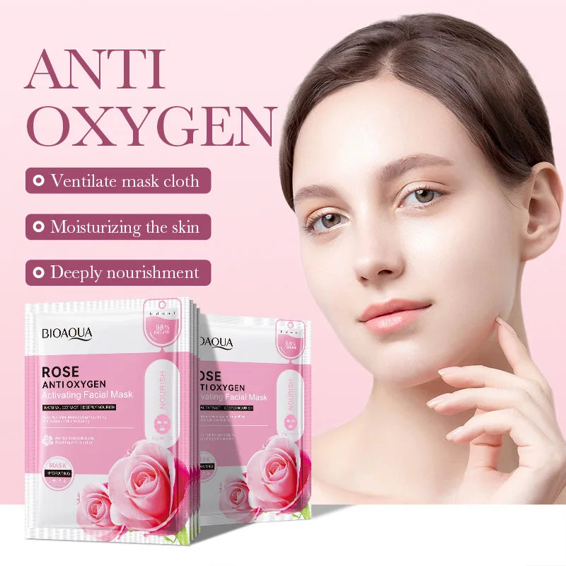 10pcs BIOAQUA Rose Face Mask skincare Moisturizing Brightening Anti-aging Nourishing Facial Masks for Beauty Face Skin Care-Health Wisdom™