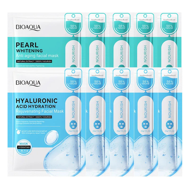 10pcs BIOAQUA Snail Collagen Hyaluronic Acid Face Mask skincare Moisturizing Anti Wrinkle Whitening Facial Masks Face Skin Care-Health Wisdom™