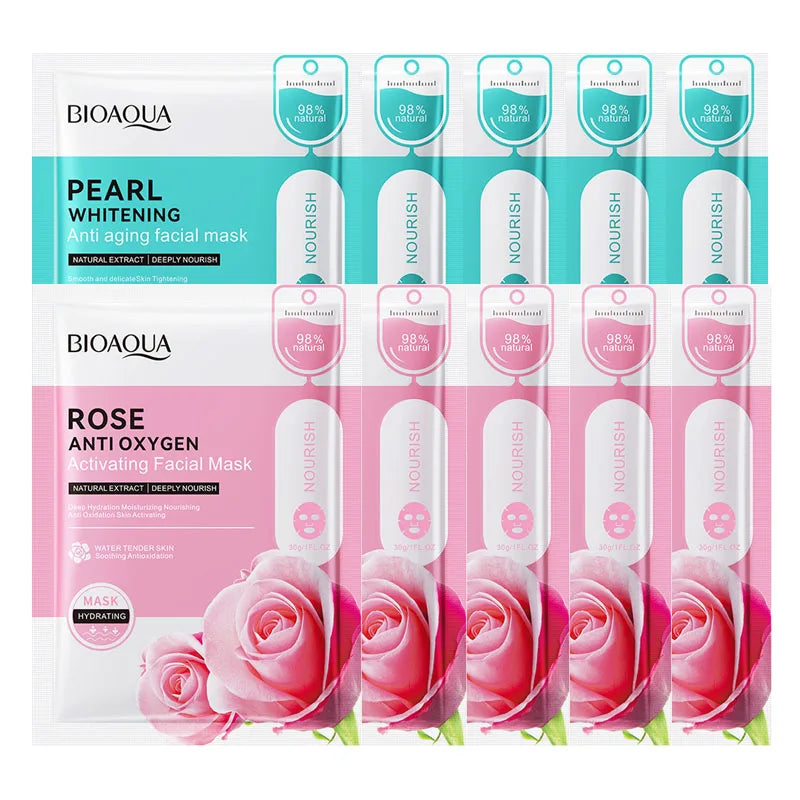 10pcs BIOAQUA Snail Collagen Hyaluronic Acid Face Mask skincare Moisturizing Anti Wrinkle Whitening Facial Masks Face Skin Care-Health Wisdom™