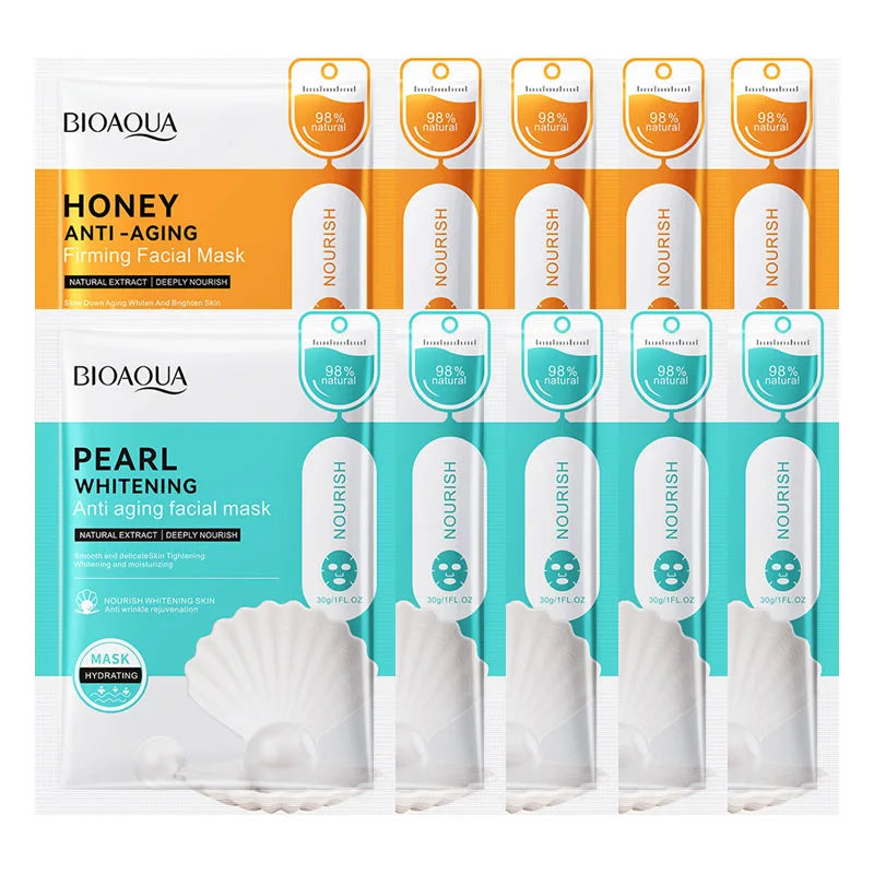 10pcs BIOAQUA Snail Collagen Hyaluronic Acid Face Mask skincare Moisturizing Anti Wrinkle Whitening Facial Masks Face Skin Care-Health Wisdom™