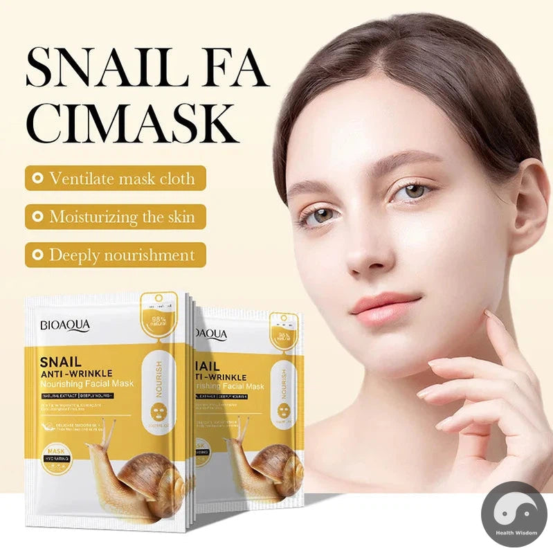10pcs BIOAQUA Snail Collagen Hyaluronic Acid Face Mask skincare Moisturizing Anti Wrinkle Whitening Facial Masks Face Skin Care-Health Wisdom™