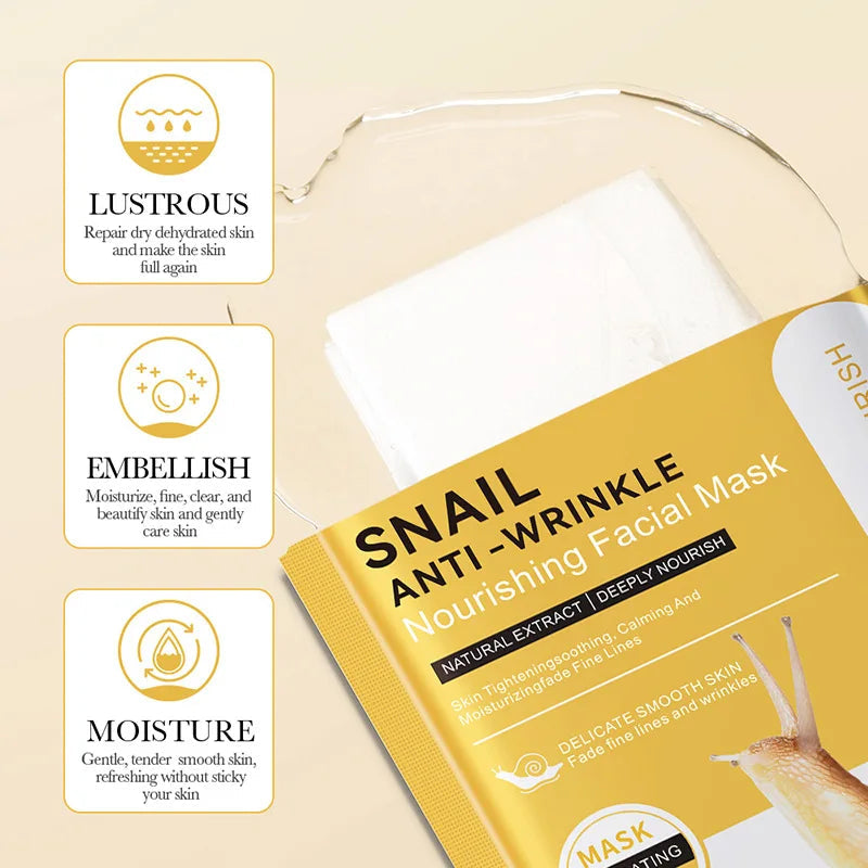 10pcs BIOAQUA Snail Face Mask skincare Moisturizing Brightening Anti-aging Anti Wrinkle Facial Masks Face Sheet Mask Skin Care-Health Wisdom™