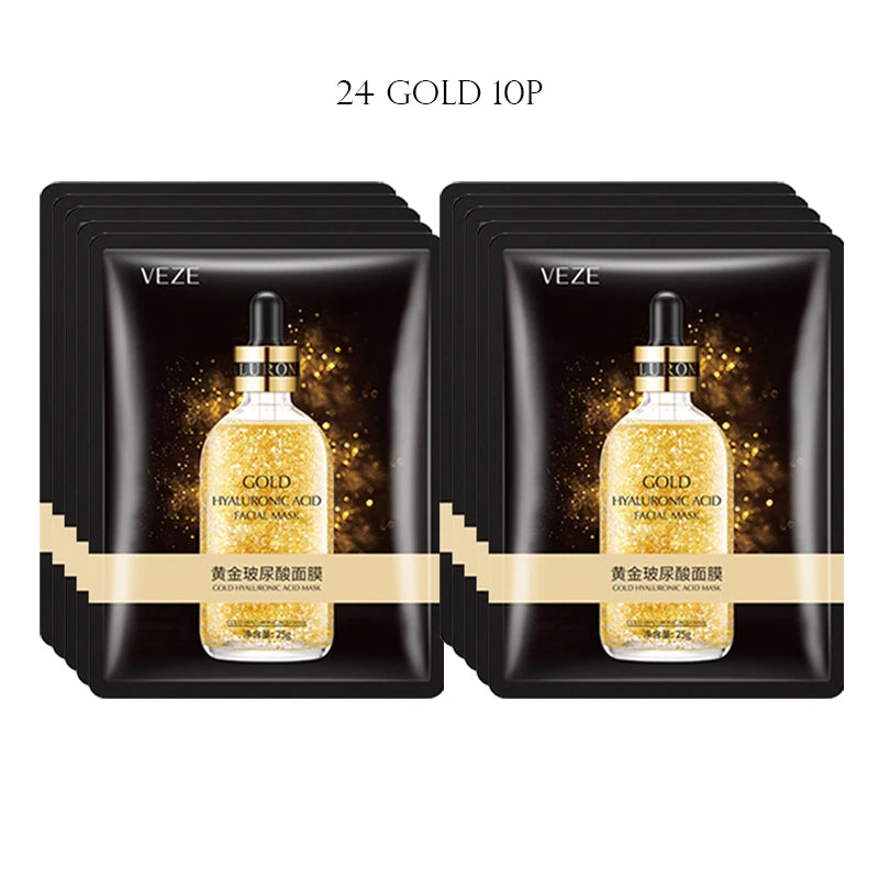 10pcs BIOAQUA Snail Gold Face Mask Moisturizing Sheet Masks Anti-wrinkle Hydrating Skin Care Facial Mask Beauty Korean Cosmetics-Health Wisdom™